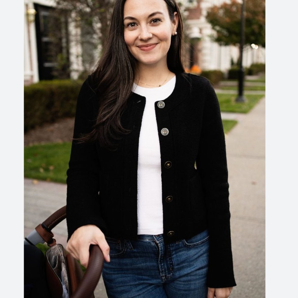 J. Crew Black Button-Front Cardigan